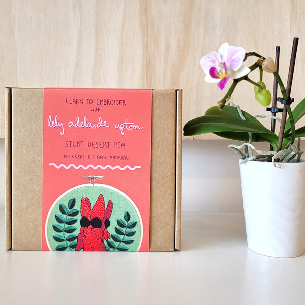 Mini Embroidery Kit - Sturt Desert Pea