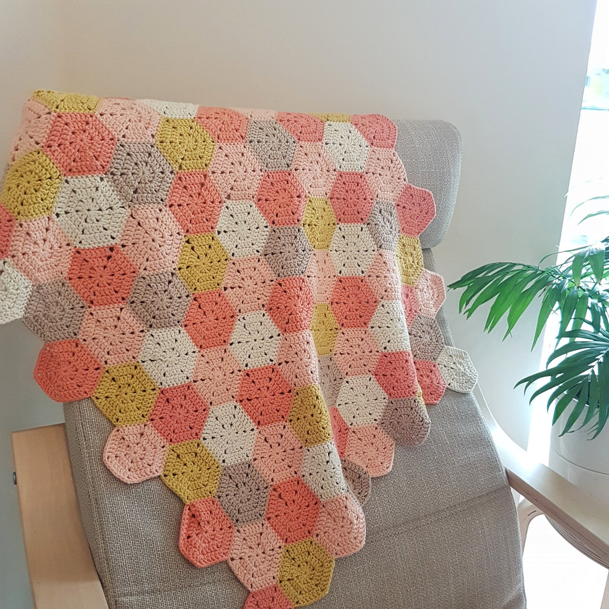 Farmhouse Blanket Crochet Kit in 2023  Crochet kit, Hexagon patchwork,  Crochet blanket