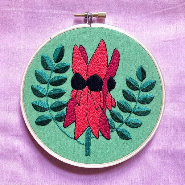 Mini Embroidery Kit - Sturt Desert Pea