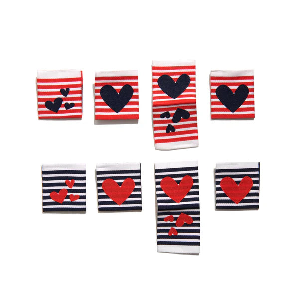 Sohmo Sew-In Labels - Stripe Hearts