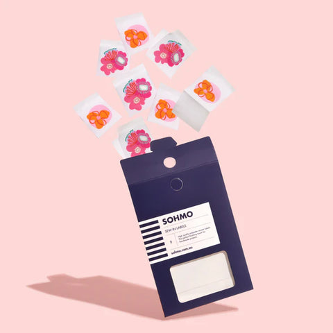Sohmo Sew-In Labels - Blooms (Pink)