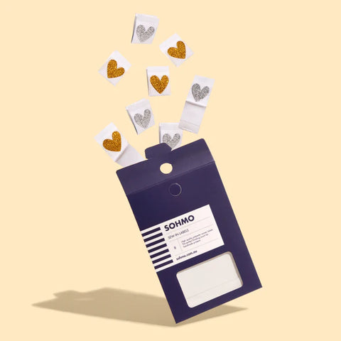 Sohmo Sew-In Labels - Metallic Hearts