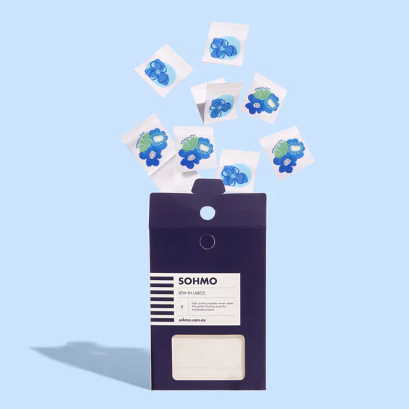 Sohmo Sew-In Labels - Blooms (Blue)